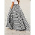 thumbnail image 2 of Black And White Gingham High Waist Flowing Maxi Skirt, Casual A-Line Skirt, 2 of 4