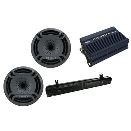 Self Amplified Horn - Hifonics Premium PowerSports UTV – ATV Audio Package with: TPS10 Thor Series 10-Speaker Bluetooth Powersports Amplified Soundbar, 2 TPS-CP80 8