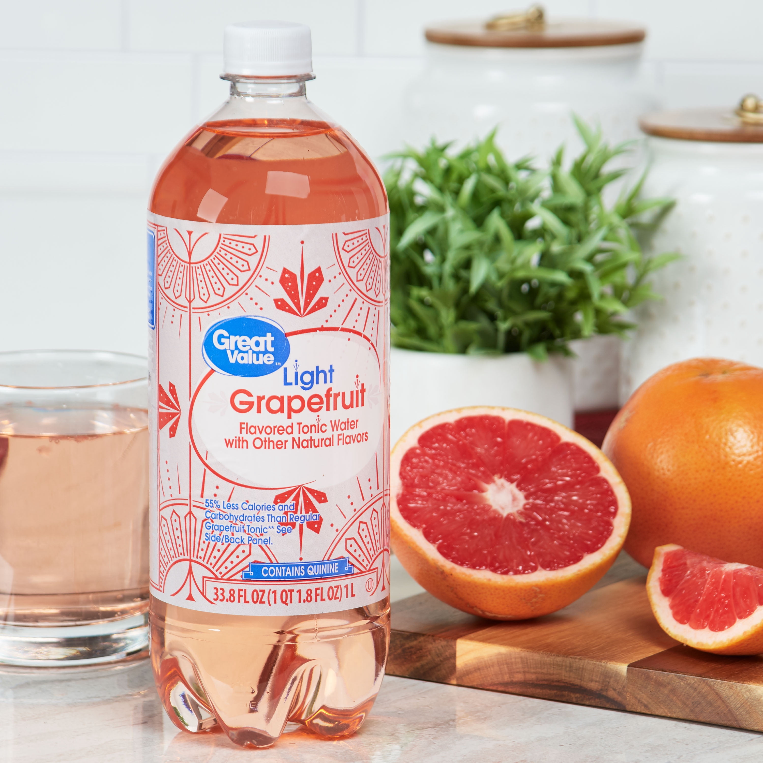 Great Value Light Grapefruit Flavored Tonic Water, 33.8 fl oz