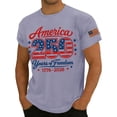thumbnail image 3 of Havenx Men's 1776 We the People American Flag Shirt Crewneck Short Sleeve Shirt Fun Graphic American Flag Design T-Shirts Casual 250 Years Of Freedom Cross Patriotic Tee,Light Purple S, 3 of 4