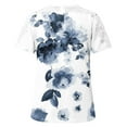 thumbnail image 4 of ALLLIST Blue Womens Tops Clearance Under $5 Floral Crew Neck Casual Short Sleeve Hollow T-Shirts Blouses for Women XL, 4 of 5