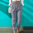 thumbnail image 6 of QLEICOM Womens Slacks Women's Relaxed Fit Straight Leg Pants Fashion Summer Loose Cotton And Linen Pocket Solid Trousers Pants Work Cargo Casual Pants Wide Leg Pants Relaxed Fit Trousers Gray S, 6 of 6