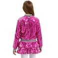 thumbnail image 4 of TiaoBug Girls Sequin Hip Hop Jazz Dance Outfits Disco Party Dress 2-Piece Jacket and Mini Skirt Set Hot Pink 12, 4 of 7