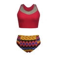 thumbnail image 3 of MKLEKYY Trajes De Baño Mujer Women Mesh Patchwork Vintage Swimsuit Two Piece Retro Ruched High Waist Print Bikini Set, 3 of 5