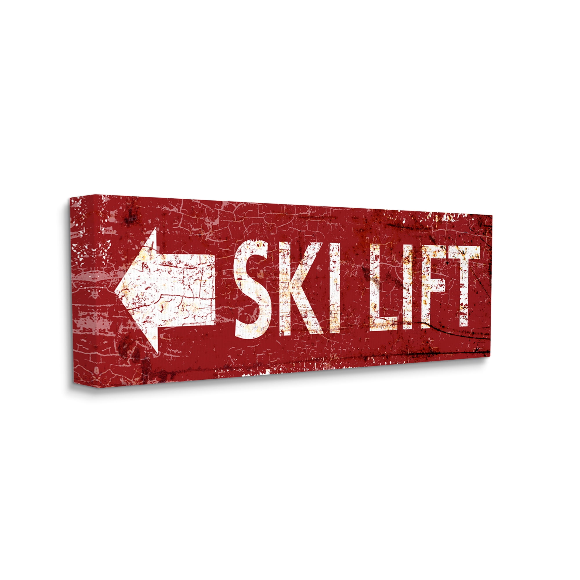 Stupell Industries Ski Lift Arrow Pointing Left Sports Painting Gallery Wrapped Canvas Print Wall Art, 30 x 13