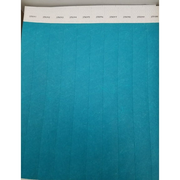 100 3/4" AQUAMARINE WRISTBANDS, WRISTBANDS FOR EVENTS, PAPER WRISTBANDS
