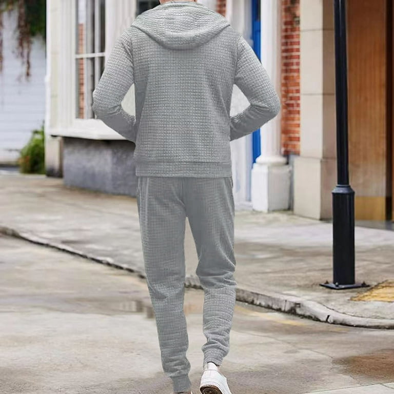 skpabo Mens Waffle Tracksuit Warehouse Mens 2 Piece Full Zip