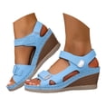 thumbnail image 3 of Xijirk Sandals Women,Platform Sandals Slide On Heel Comfortable Design Casual Footwear Womens Sandals for Everyday Relaxation,Womens Sandals,Blue,6.5, 3 of 9