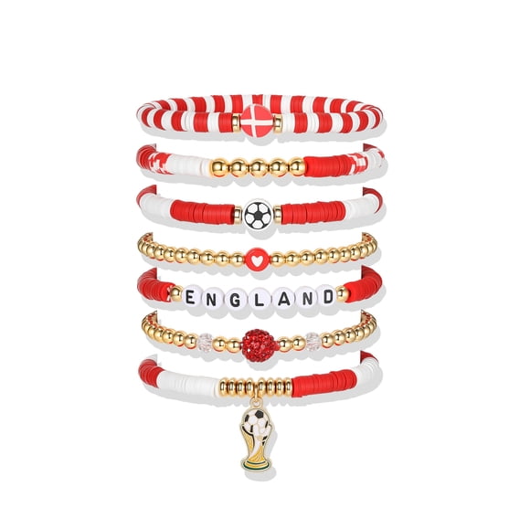 Set de pulseras Poasrelax Inglaterra Soccer de 7 piezas con dijes