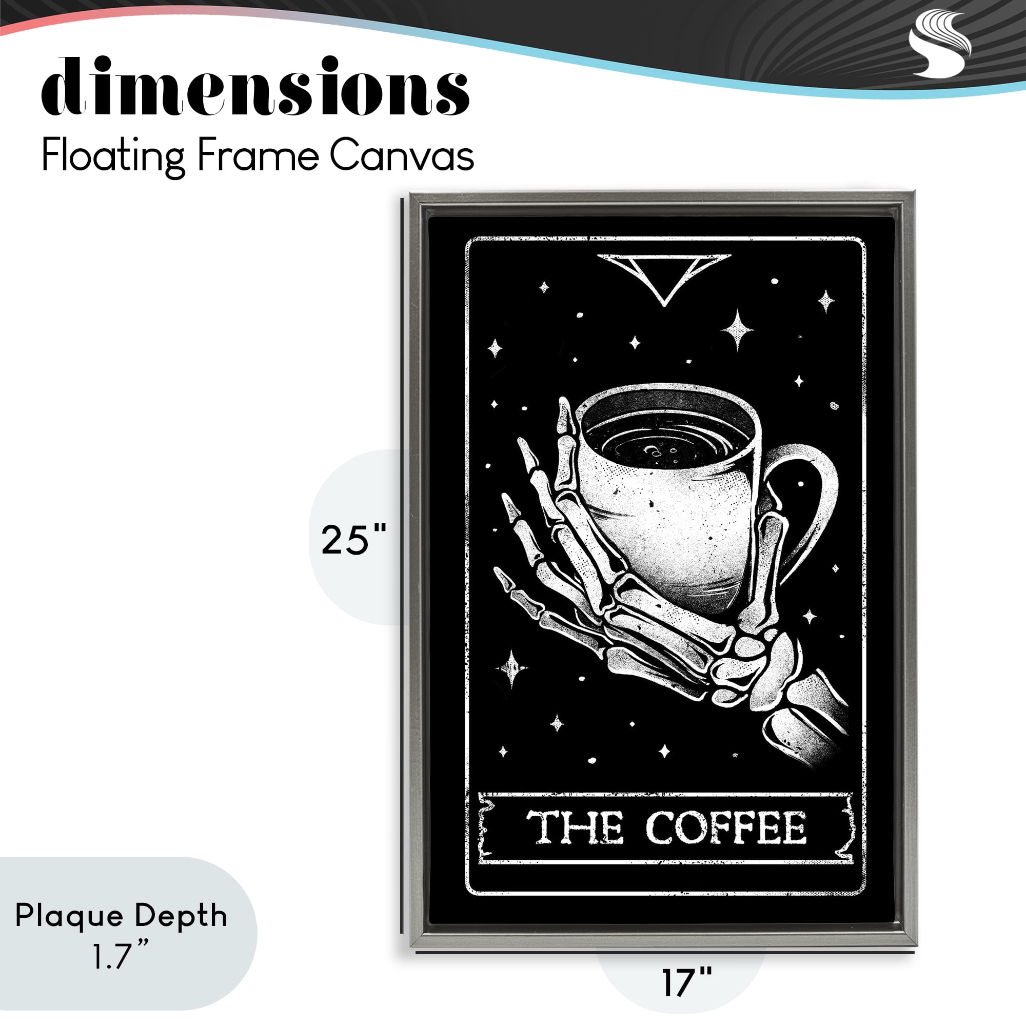 Stupell Industries The Coffee Tarot Card Gray Framed Floater Canvas Wall Art, design by EduEly Designs