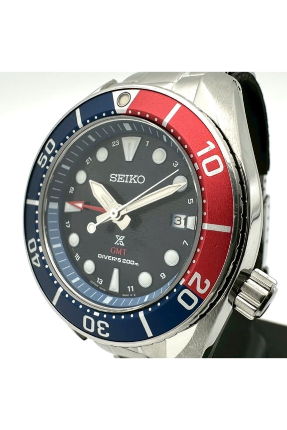 Pre-Owned SEIKO Prospex Scuba Diver Watch SBPK005/5K65-0AA0, Date, Solar, GMT, Stainless Steel,...