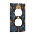 thumbnail image 2 of Yayeee Duplex Wall Plate 1-Gang 4.5"x2.7" Home Receptacle Light Switch Decorative Outlet Cover, Navy Blue Art Pattern, 2 of 7