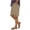 Khaki, variant on Womens Summer Casual Plus Size Linen Shorts Elastic Waist Splited Wide Leg Knee Length Shorts with Pockets