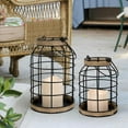 thumbnail image 3 of Farmhouse Decorative Lantern Set of 2, Boho Lanterns with LED Candles, Modern Farmhouse Indoor Outdoor Decor for Living Room Patio Porch Fireplace Kitchen Dining Table Centerpiece, 3 of 7