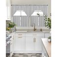 thumbnail image 4 of Grey Swag Kitchen Curtains Sets for Windows 24 Inch Length, Vintage Leather Patterned Texture Solid Modern Short Window Curtain Panels Swags Valances and Tiers 3 Piece Set for Cafe/Dining Room, 4 of 5