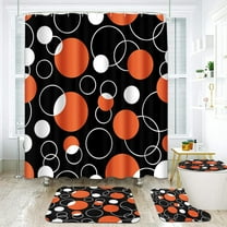 Arttown Red Bathroom Sets with Shower Curtain and Rugs and Accessories, Black and Red Shower Curtain Sets, Geometric Shower Curtains for Bathroom,Modern Art Bathroom Decor 4 Pcs