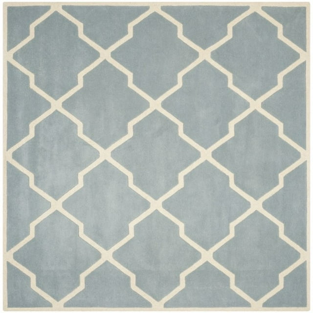 Safavieh Chatham 5' Square Hand Tufted Wool Rug in Blue and Ivory