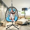 thumbnail image 2 of SYNGAR Hanging Egg Chair, Swing Chair with Steel Hammock Stand Set, Hammock Chair with Soft Seat Cushion, Multifunctional Hanging Chairs for Outdoor Indoor Bedroom, Light Blue, 2 of 12