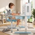 thumbnail image 3 of Furnibear Kids Chair Adjustable Desk Chair with Auto Brake Casters for Kids, Blue, 3 of 10