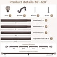 thumbnail image 4 of OLV Boho Curtain Rods 36-120" Heavy Duty with Wood Grain Leaf Finial,Walnut Wood-White, 4 of 9