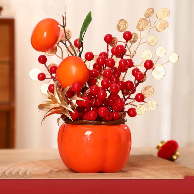 New Year Decoration Desk Flower Red Berry For Wedding Spring Festival Home Decor