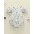 thumbnail image 4 of ITFABS Baby Girls Summer Rompers, Flower Square Neck Puff Sleeve Short Jumpsuit for Toddlers, 4 of 9