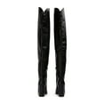 thumbnail image 4 of FSJ Women Sexy Chunky Thigh High Heel Back Lace Up Over The Knee Boots Almond Closed Toe Side Zipper Boots Wide Calf Dress Shoes Size 8 Black, 4 of 4