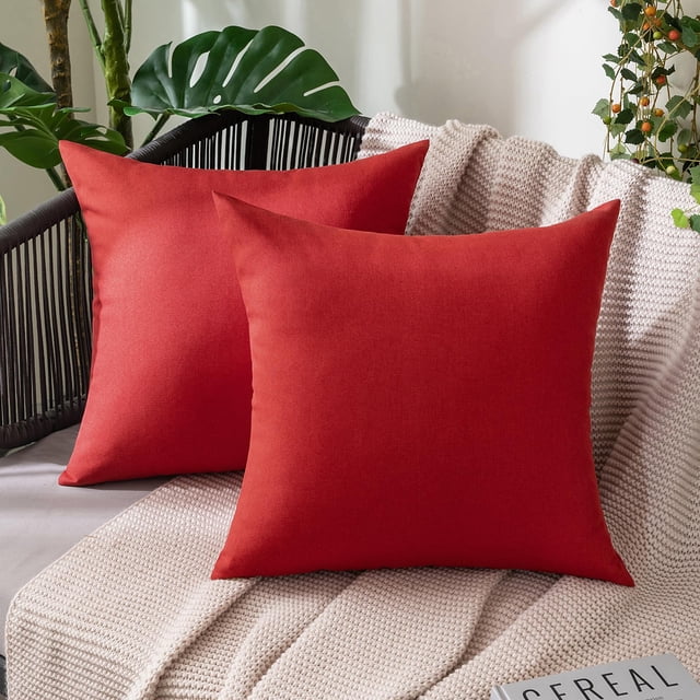 Fundas de Cojín Impermeables para Exterior 30x30 cm Rojas Pack de 2