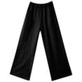 thumbnail image 4 of WIZUTIZ Womens Dress Pants Retro Leisure Relaxed Fit Wide Leg Summer Pants Spandex Elastic High Rise Full Length Trousers Solid with Pockets Beach Pants for Teen Girls Dance Vacation Black, 4 of 6