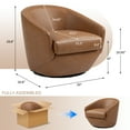 thumbnail image 5 of UIXE Swivel Barrel Accent Chair PU Leather Club Chair Upholstered Armchair for Living Room Modern Round Arm Chair, Brown, 5 of 6