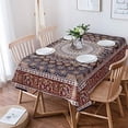 thumbnail image 2 of Rectangle Tablecloth Waterproof & Stainproof Tablecloths, Red Brown Pattern Oriental Washable Polyester Table Cloth Wrinkle-Free Fabric Table Cover for Dining/Party/Wedding, 2 of 6