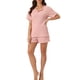 thumbnail image 2 of Conjuntos de pijama de mujer INSPIRE CHIC, ropa de salón casual, pantalones cortos, camisetas de manga con pantalones, con bolsillos, talla XL, color rosa, 2 of 6