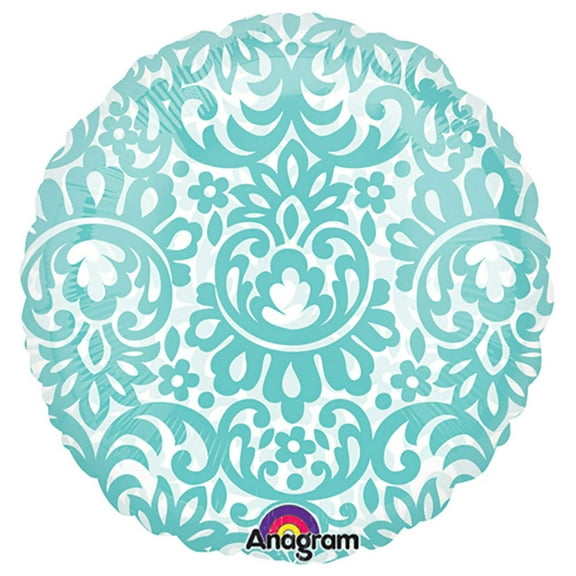 18 inch Circle - Robins Egg Blue Tapestry Foil Mylar Balloon - Party Supplies Decorations