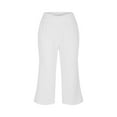 thumbnail image 4 of Mohiass Capri Pants for Women Summer Wide Leg Capri Pants with Pockets Tummy Control Yoga Capris Plus Size Cropped Pants White 2XL, 4 of 7
