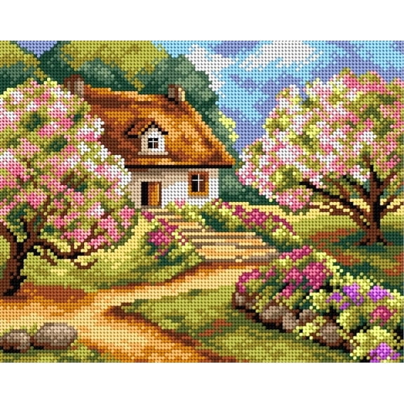 Needlepoint canvas for halfstitch without yarn Spring Road 2497H - Printed Tapestry Canvas