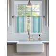 thumbnail image 3 of Sheer Curtains 45 Inch Length 2 Panels Set for Kitchen, Turquoise Aqua Stripes Semi Sheer Curtains for Windows, Modern Minimalist Abstract Lines Voile Window Treatments Rod Pocket Curtain, 3 of 7