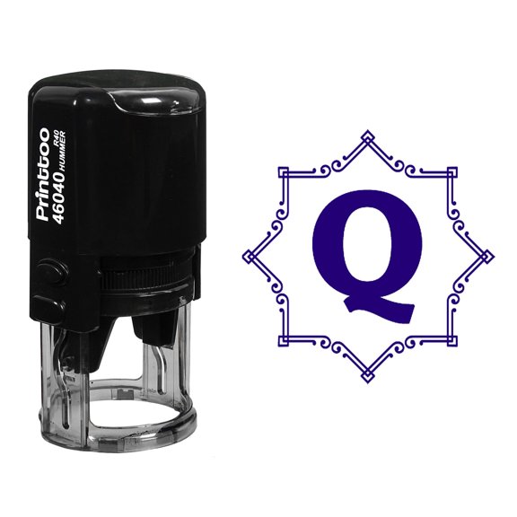 Printtoo Octagon Celtic Swirl Frame Alphabet Q Monogram Initial R-40 Self Inking Rubber Stamp Office Stationary