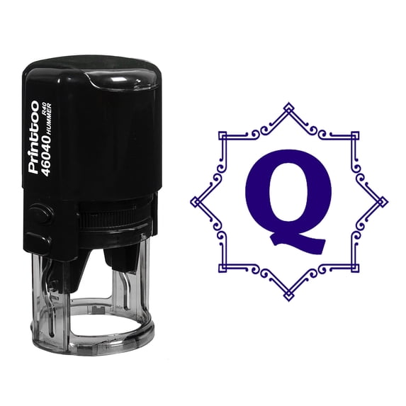 Printtoo Octagon Celtic Swirl Frame Alphabet Q Monogram Initial R-40 Self Inking Rubber Stamp Office Stationary