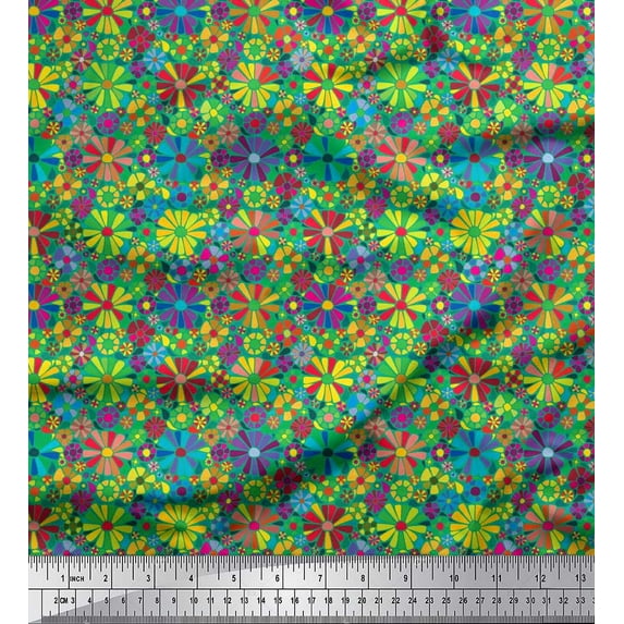Soimoi Georgette Viscose Fabric Aster Flower Fabric Prints By Yard 42 Inch Wide