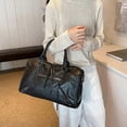 thumbnail image 4 of Stylish Shoulder Bag for Women Top Handle Bag Large Capacity Messenger Bag PU Leather Crossbody Bag Rivets Handbag, 4 of 5