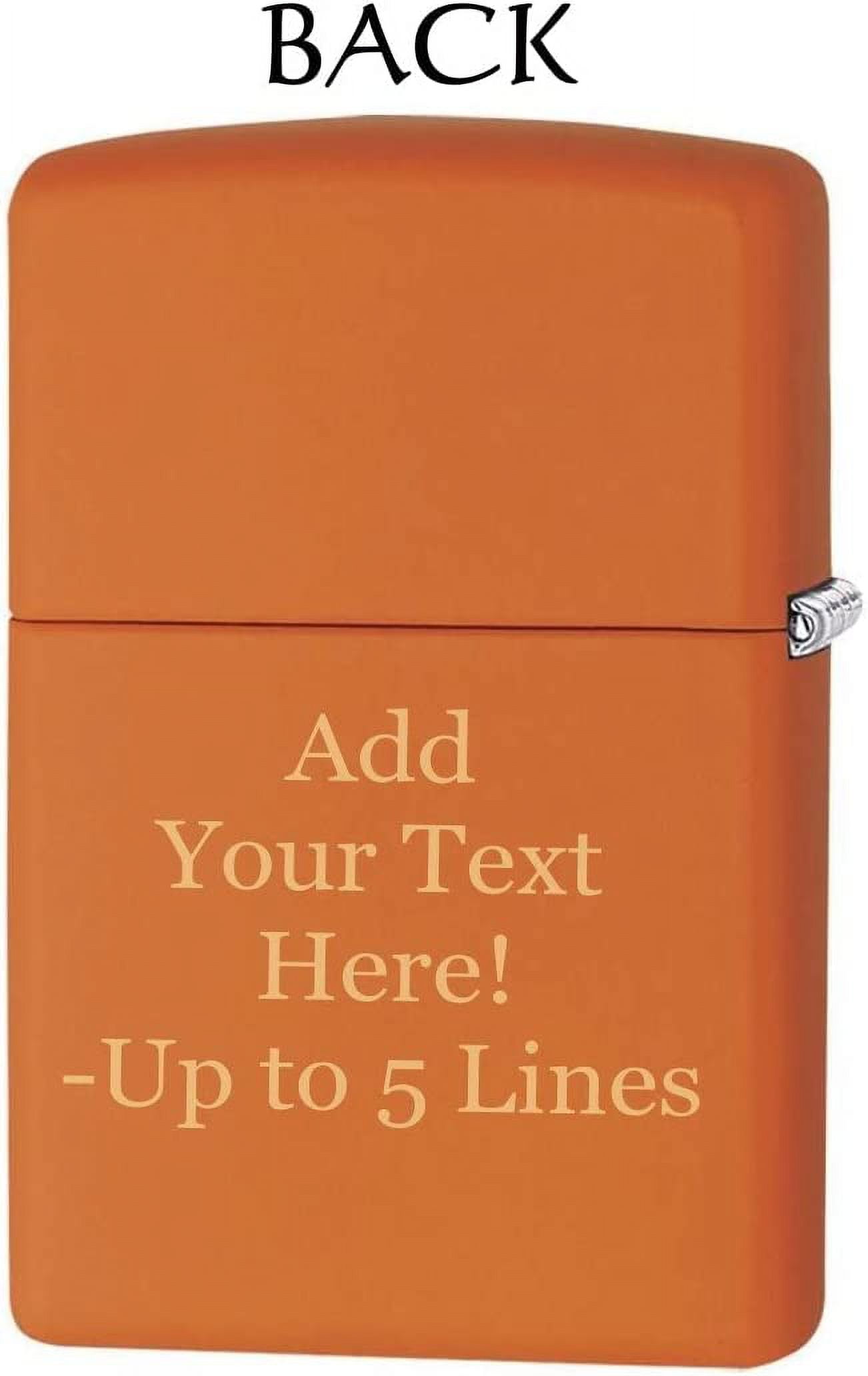Zippo Lighter - Personalized Message Engraved on Backside Customized Orange Matte with Logo Windproof Lighter #231ZL