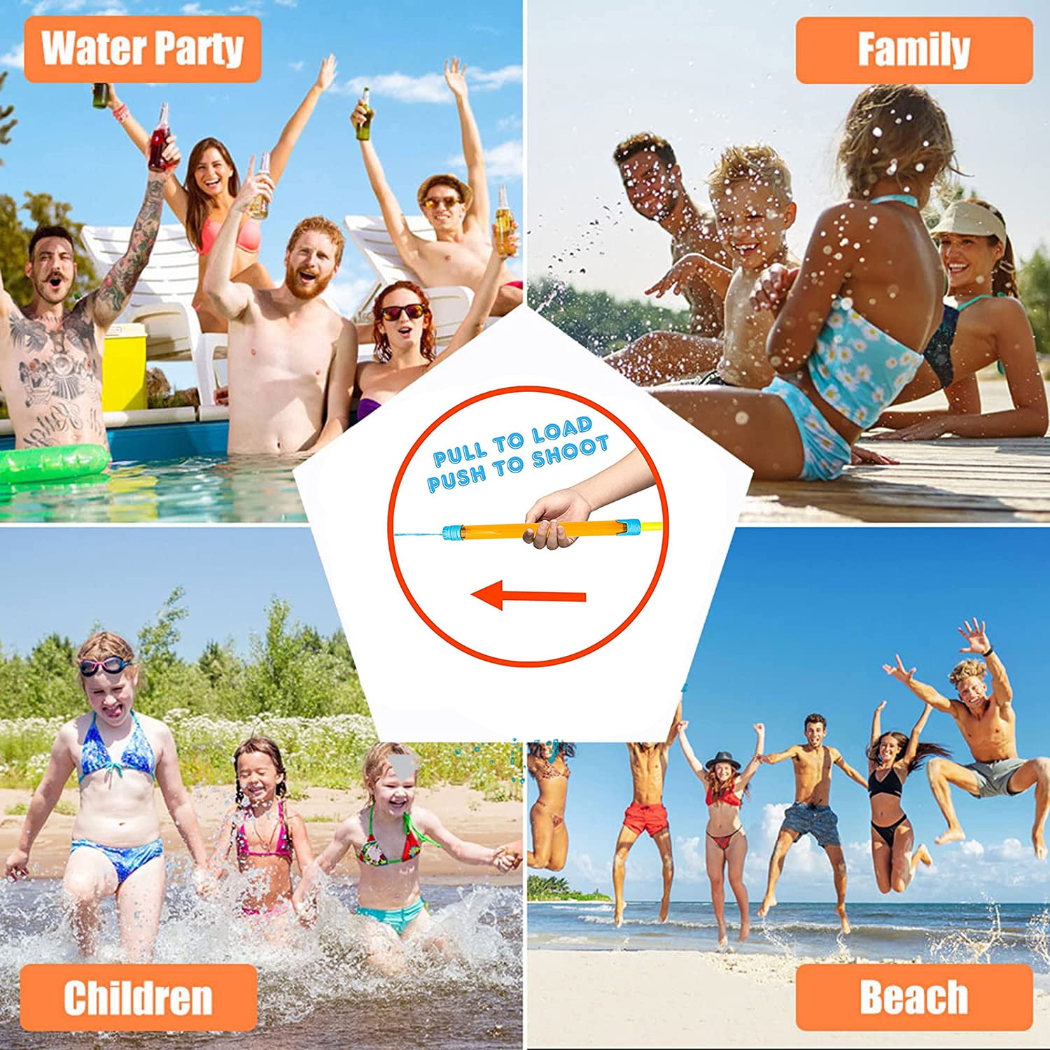 5Pcs Water Pump Gun for Kids 4-8 Year, Water Squirter Blaster for Summer Swimming Pool, Backyard, Beach Outdoor Toys