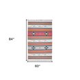 thumbnail image 4 of 5' X 7' Ivory Southwestern Handmade Area Rug With Fringe, 4 of 4