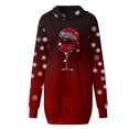 thumbnail image 4 of IROINNID Christmas Hooded Dress for Women with Pocket Graphic Print Thigh Length Xmas Party Dress,Burgundy, 4 of 5