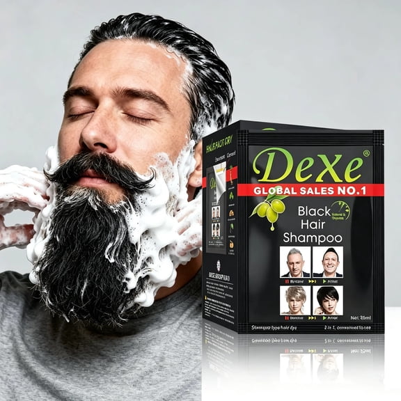 Black Hair Dye Shampoo, 10‑Pack Sachets, 5‑Minute Instant Coloring for Men & Women, Mild Plant Formula, Gray & White Hair Coverage, Lasts Up To 30 Days