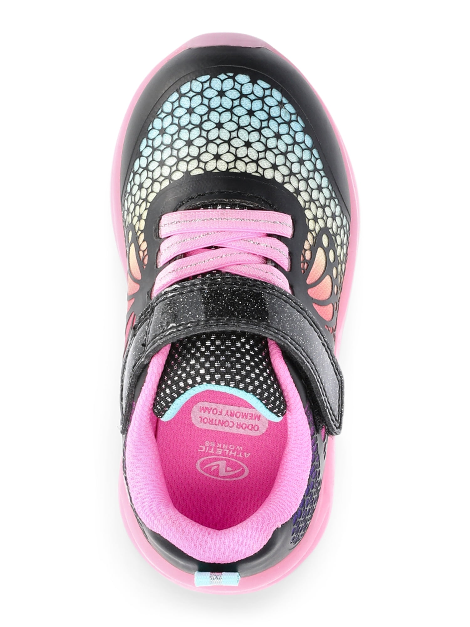 Athletic Works Toddler Girl Butterfly Light Up Sneakers with On/Off Power Button