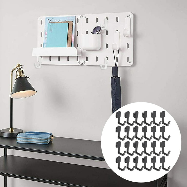 Peg Board Hook Heavy Duty Hangers Plastic Hooks for Hanging Accessories Pegboard J Shape Up, Size: 3.3X3.3CM, Black
