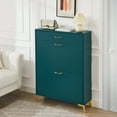thumbnail image 3 of Shoe Cabinet with 2 Flip Drawers, Narrow Shoe Storage Cabinet, Shoe Rack Hidden for Entryway, Hallway, Living Room, Green, 3 of 6