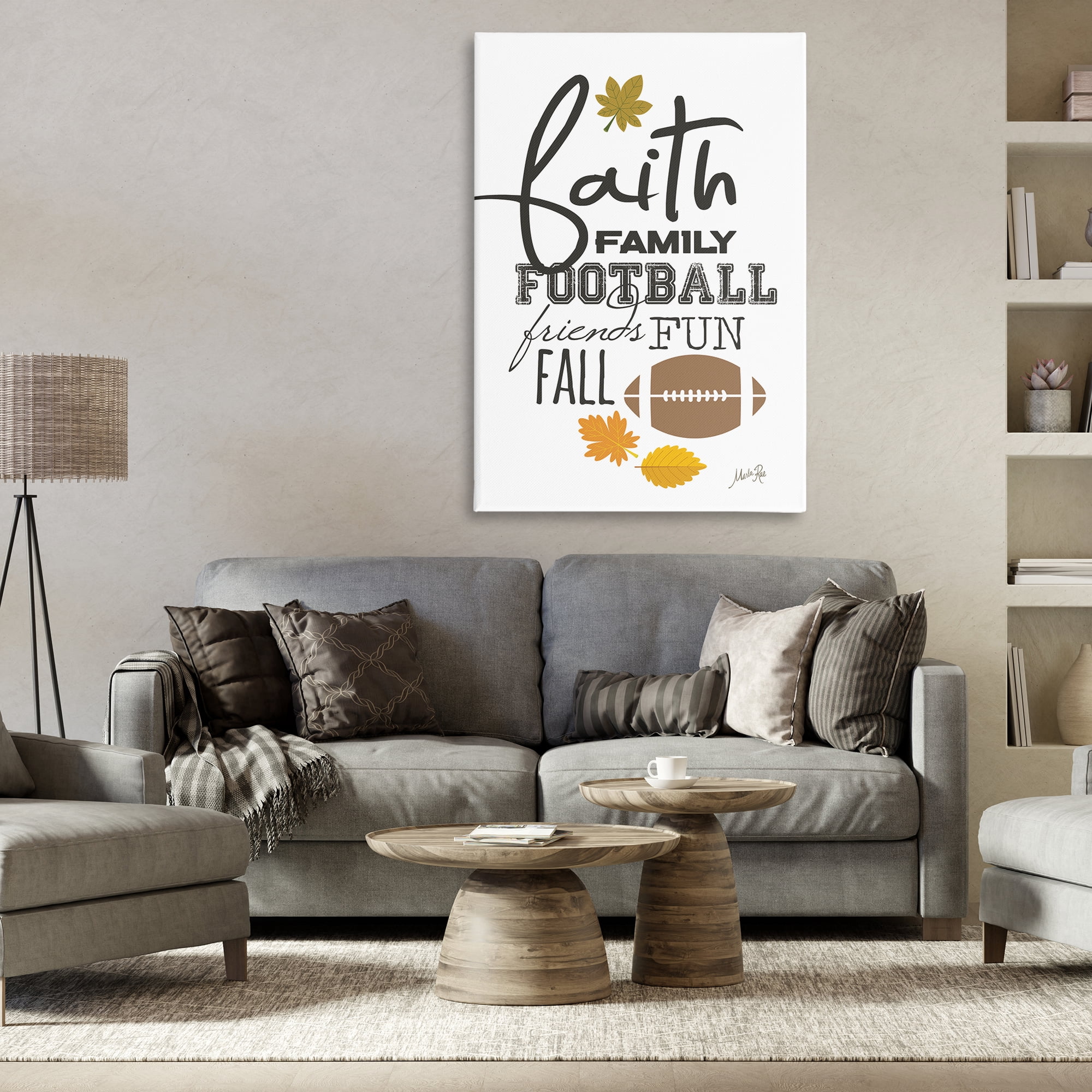 Stupell Industries Faith Family Football Sports Painting Gallery Wrapped Canvas Art Print Wall Art, 30 x 45