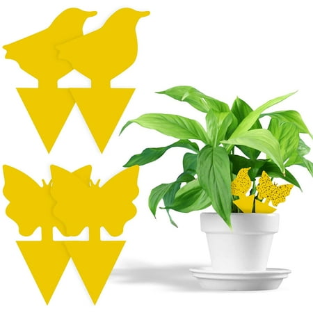 60Pcs Pluggable Fly Trap Animal Pattern Ideal Yellow Boards for Potted Plant Against Fungus Gnats Aphids  Leafminers  Balcony  Garden  Indoor